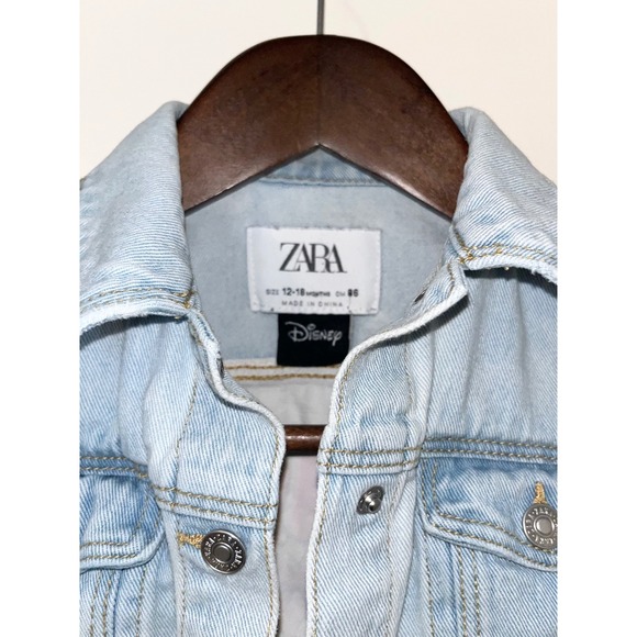 ZARA Disney Kids Denim Jacket Minnie Mouse Print Light Wash Size 12-18 Months - Picture 7 of 9